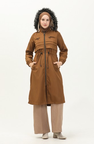 Bondit Fabric Zippered Coat 1123-02 Tan 1123-02