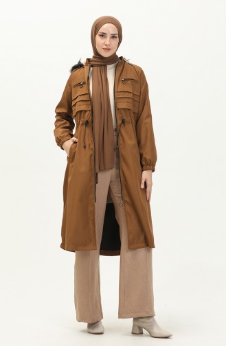 Bondit Fabric Zippered Coat 1123-02 Tan 1123-02