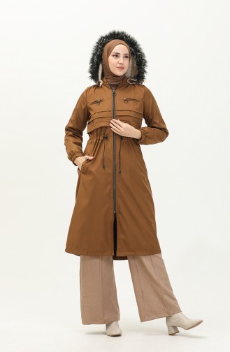 Bondit Fabric Zippered Coat 1123-02 Tan 1123-02