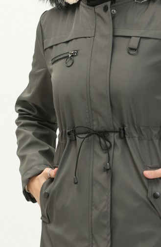 Manteau à Taille Élastique en Tissu Bondit 7015-01 Fumé 7015-01