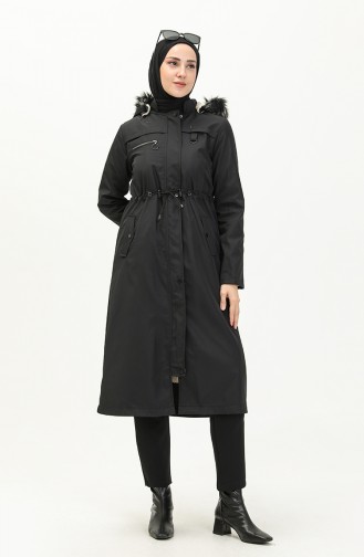 Coat aus Bondit-Stoff mit elastischer Taille 7015-04 Schwarz 7015-04
