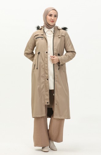 Coat aus Bondit-Stoff mit elastischer Taille 7015-05 Beige 7015-05