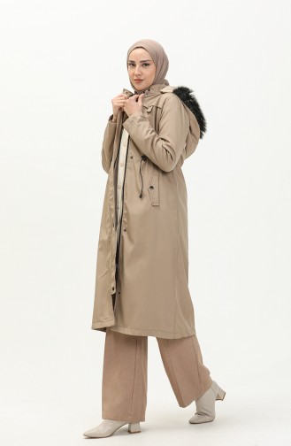 Coat aus Bondit-Stoff mit elastischer Taille 7015-05 Beige 7015-05