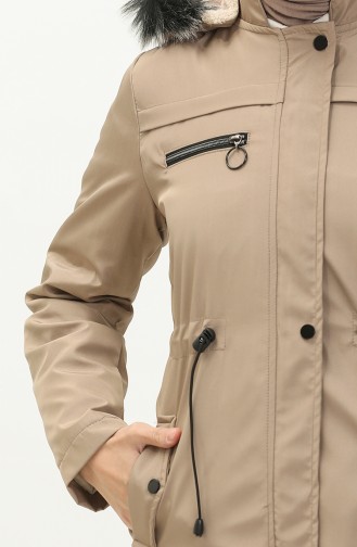 Coat aus Bondit-Stoff mit elastischer Taille 7015-05 Beige 7015-05