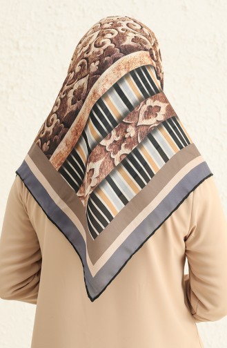 Patterned Soft Scarf 1005-06 Claret Red Milk Coffe  1005-06