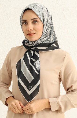 Gemustertes Soft Kopftuch 1005-08 Schwarz-Grau 1005-08