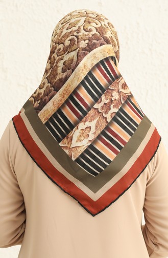 Gemustertes Soft Kopftuch 1005-09 Senffarben-Khaki 1005-09