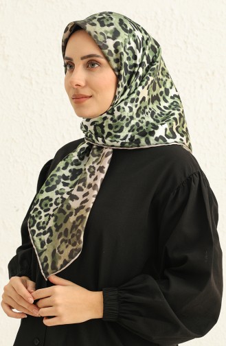 إيشارب منقوش  2004-01 أخضر عشبي بني فاتح 2004-01