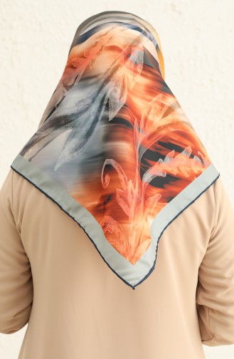 Gemustertes Twill Kopftuch 3010-01 Senffarben-Dunkelblau 3010-01
