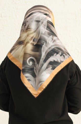 Gemustertes Twill Kopftuch 3010-06 Senffarben-Schwarz 3010-06