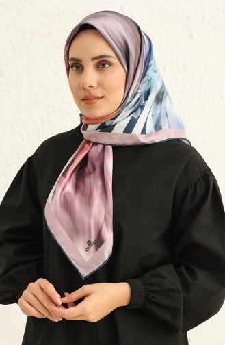 Desenli Twill Eşarp 3010-10 Lila Kiremit