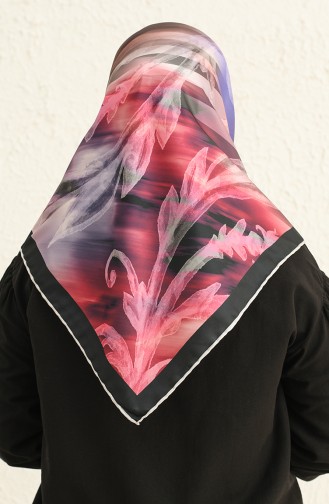 Gemustertes Twill Kopftuch 3010-11 Fliederfarben-Rauchgrau 3010-11