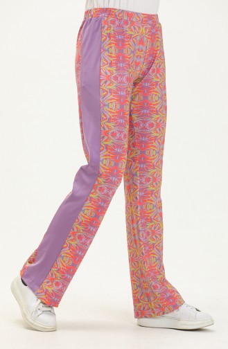 Gemusterte Jogginghose B.610.750-01 Lila-Korallenfarben 610.750-01
