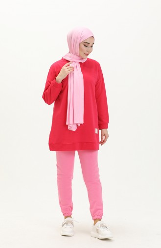 Oversized Tweedraads Hijabtuniek Voor Dames 8450 Fuchsia 8450.FUŞYA