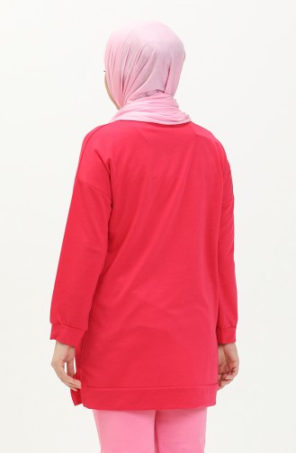 Oversized Tweedraads Hijabtuniek Voor Dames 8450 Fuchsia 8450.FUŞYA