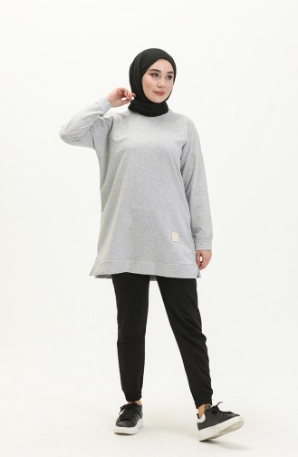 Kadın Oversize İki İplik Tesettür Tunik 8450 Gri