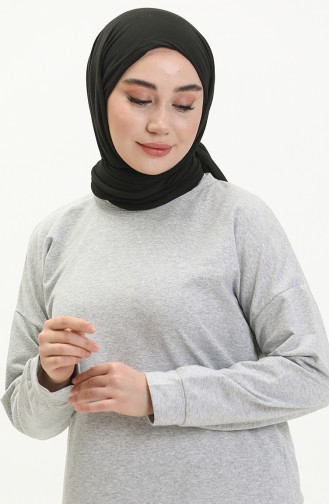تونيك حجاب نسائي كبير الحجم بخيطين 8450 رمادي 8450.Gri