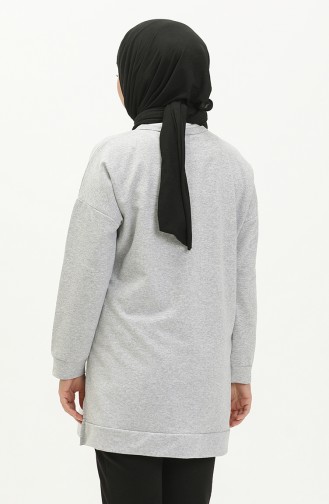 Übergroße Zweifädige Hijab-Tunika Für Damen 8450 Grau 8450.Gri
