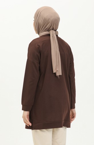 Tunique Hijab Oversize à Deux Fils Pour Femme 8450 Marron 8450.Kahverengi