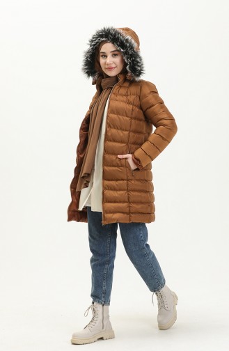 Zippered Quilted Coat 1001-02 Tan 1001-02