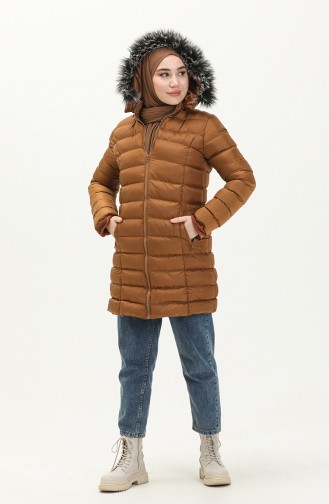 Zippered Quilted Coat 1001-02 Tan 1001-02