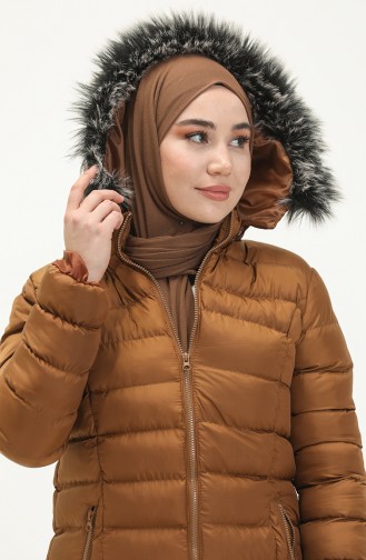 Zippered Quilted Coat 1001-02 Tan 1001-02