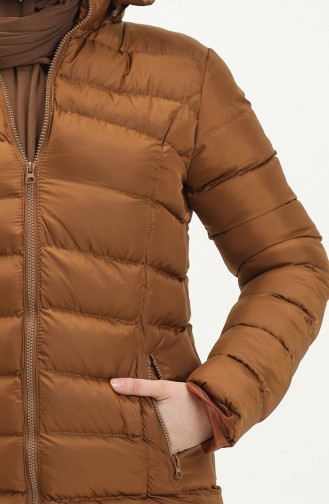 Zippered Quilted Coat 1001-02 Tan 1001-02