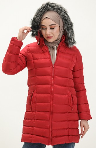 Zipper quilted Coat 1001-03 Claret Red 1001-03