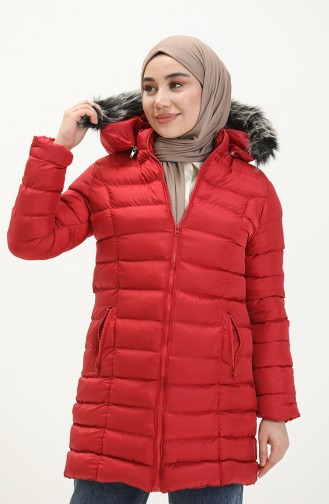 Fermuarlı Kapitone Mont 1001-03 Bordo