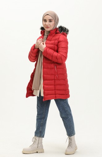 Zipper quilted Coat 1001-03 Claret Red 1001-03