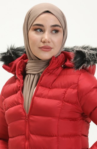 Zipper quilted Coat 1001-03 Claret Red 1001-03