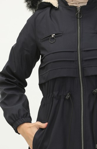 Bondit Fabric Zippered Coat 1123-03 Navy Blue 1123-03