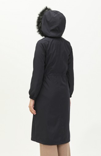 Bondit Fabric Zippered Coat 1123-03 Navy Blue 1123-03