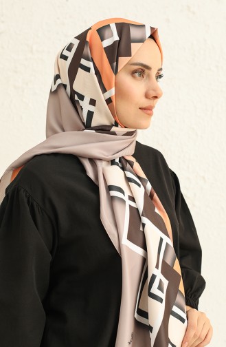 Châle en Sergé à Motifs 7001-02 Vison Orange 7001-02