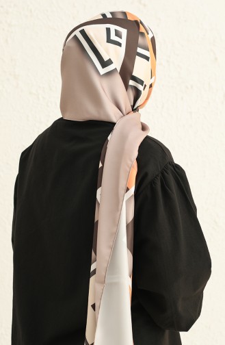 Châle en Sergé à Motifs 7001-02 Vison Orange 7001-02