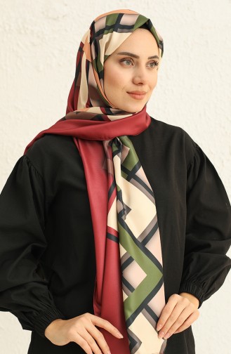 Châle en Sergé à Motifs 7001-04 Saumon Khaki 7001-04