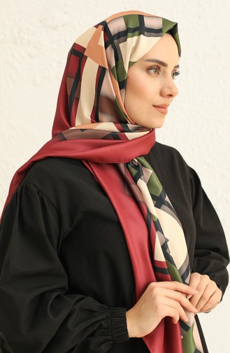 Châle en Sergé à Motifs 7001-04 Saumon Khaki 7001-04