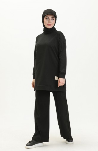 Tunique Hijab Oversize à Deux Fils Pour Femme 8450 Noir 8450.siyah