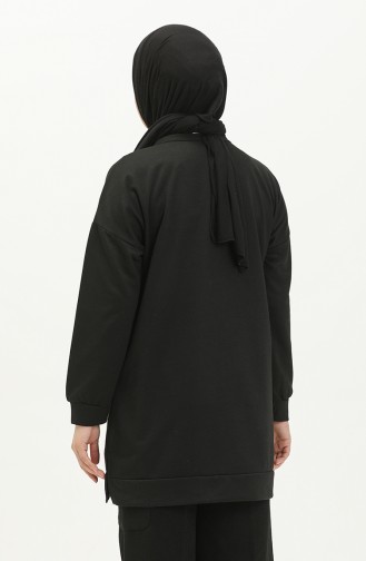 Tunique Hijab Oversize à Deux Fils Pour Femme 8450 Noir 8450.siyah