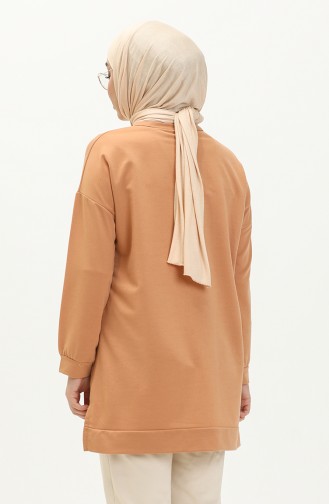 Übergroße Zweifädige Hijab-Tunika Für Damen 8450 Tan 8450.TABA