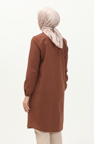 Shirred Buttoned Tunic 4054-01 Brown 4054-01