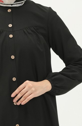 Shirred Buttoned Tunic 4054-02 Black 4054-02