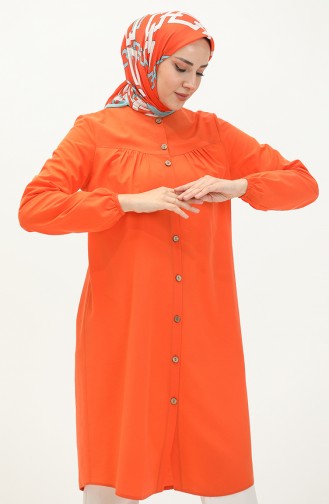 Shirred Buttoned Tunic 4054-03 Orange 4054-03