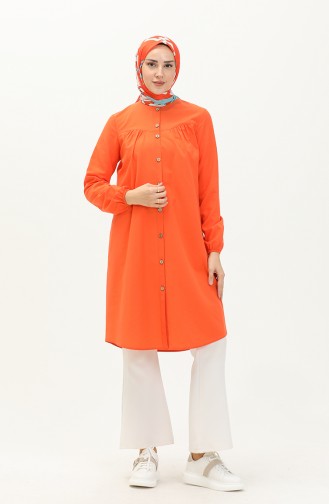 Shirred Buttoned Tunic 4054-03 Orange 4054-03