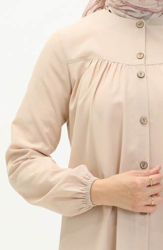 Shirred Buttoned Tunic 4054-04 Beige 4054-04