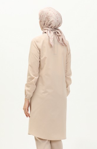 Shirred Buttoned Tunic 4054-04 Beige 4054-04