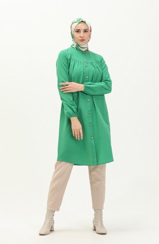 Shirred Buttoned Tunic 4054-05 Green 4054-05