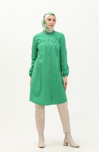 Shirred Buttoned Tunic 4054-05 Green 4054-05