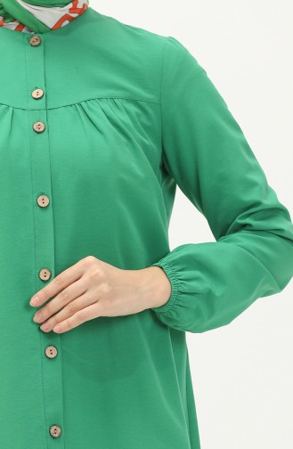 Shirred Buttoned Tunic 4054-05 Green 4054-05