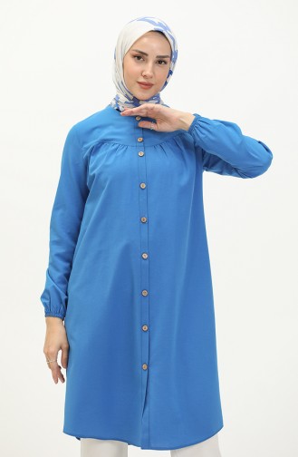 Shirred Buttoned Tunic 4054-06 Saxe 4054-06